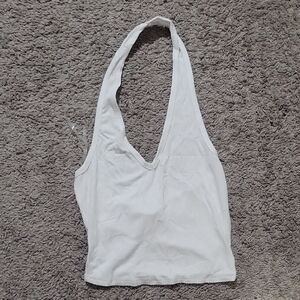 Bozzolo White Ribbed Halter Crop